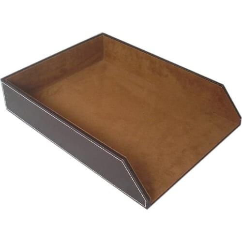 PU Leather Collection Letter Tray,Document Desk Stackable Office File