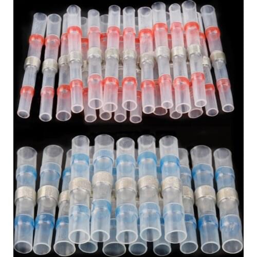 30PCS Electrical Wire Connectors Insulated Solder Sleeve Tube Heat Shrink Solder Terminals Waterproof Butt Connectors