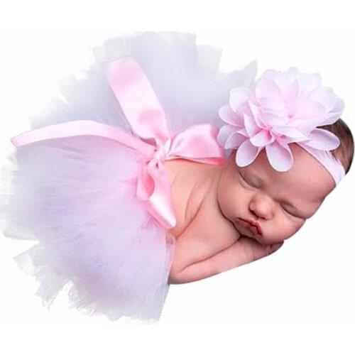 Newborn Baby Girls Boys Costume Photo Photography Prop Outfits Solid Color Mini Skirt Headband Baby Take Art Photos Clothes Set