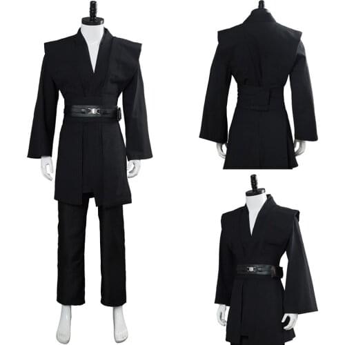 Jedi Knight Cosplay Costume Anakin Skywalker Costume Black Uniform Adult Halloween Carnival Costume Robe Outfits