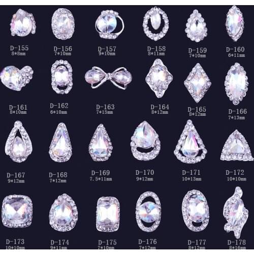 10Pcs Big Mix Sizes Different Shape Colorful AB Iridescent 3D Crystals Diamonds Large Rhinestones Shiny Crystal Manicure Charms