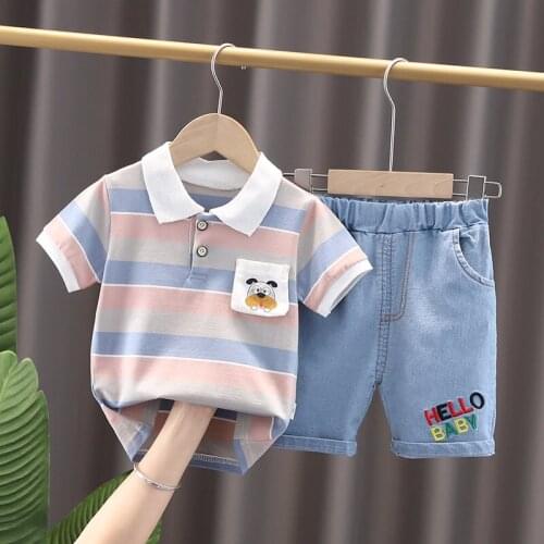 Summer Baby Boys Clothing Children Cotton Sport Strips T Shirts Shorts 2Pcs/Sets Infant Outfit Kids Fashion Toddler Tracksuits