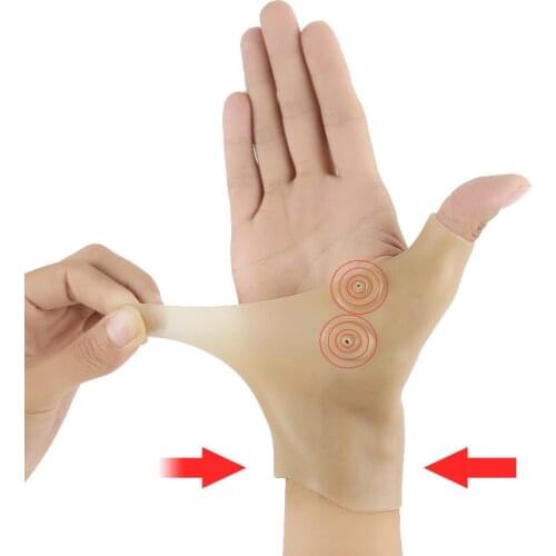 Magnetic therapy wrist hand thumb support gloves silicone arthritis pressure correction device massage pain relief wrist cover