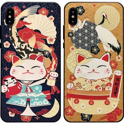 Cute Cat Matte Phone Case for iPhone 11 12 Pro MAX XS MAX XR 8 7 6Plus Soft Silicon Back Cover Fit Capa Ladies Cases for Samsung
