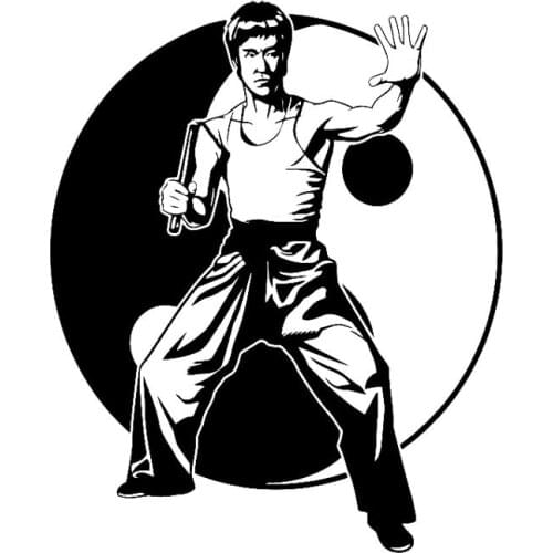 Tai Chi Bruce Lee Actor Sticker High Quality Car Decoration Decal Personalized Pvc Waterproof Decal Black/white, 15cm*18cm