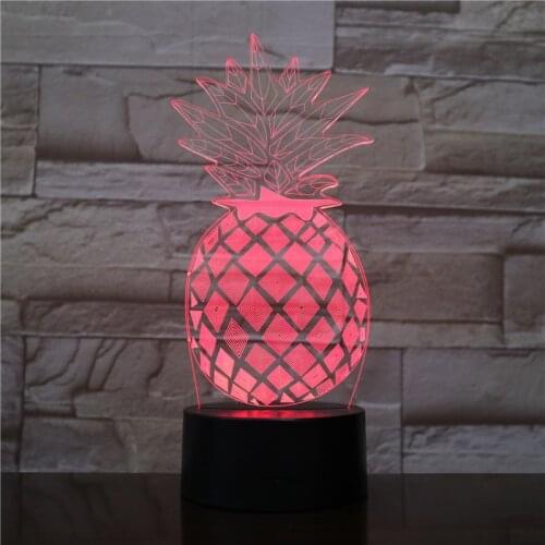 Pineapple Night Light LED 7 Colors 3D Optical Illusion Lamp for Bedroom Desk Night Lamp Cute Fruit Shape Lamp Drop Shipping