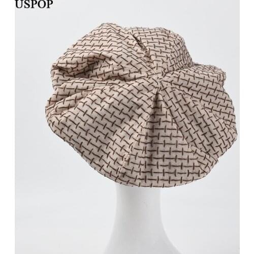 USPOP 2021 New Winter Berets Women Soft Breathable Plaid Beret Hat
