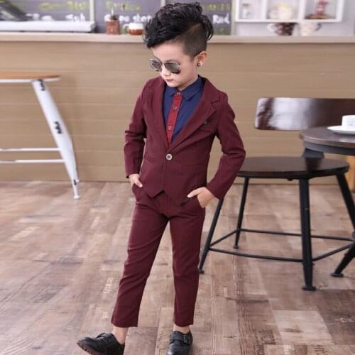 2019 New Spring Infant Boys Suits Blazers Suits Clothes Vest Shirt Pants 3pcs Wedding Formal Party Plaid Baby Kids Boy Outerwear