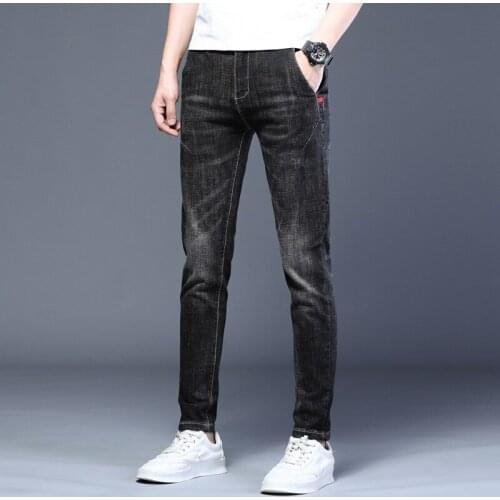 New Arrival Style Men Boutique Denim Jeans High Quality Fashion Casual Solid Slim Mens Pencil Pants Skinny Trousers 38