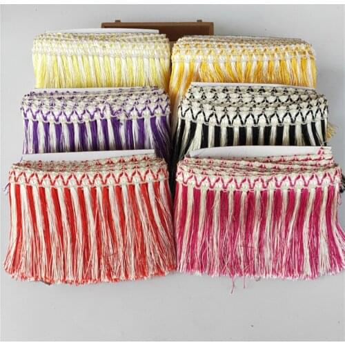 Wholesale 1 Yard/lot Lace Fringe Trim 15cm Wide Tassel Fringe Trimming For DIY Latin Dress Stage Clothes Accessories Lace Ribbon