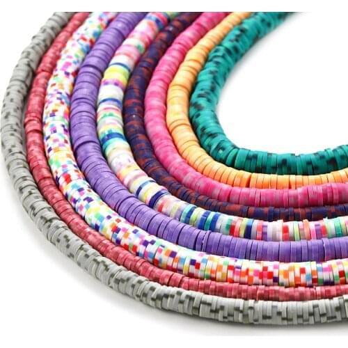 300-400Pcs 8mm Mixed Color Flat Round Polymer Clay Beads Loose Slices Beads For DIY Jewelry Making Findings Accessories Supplies