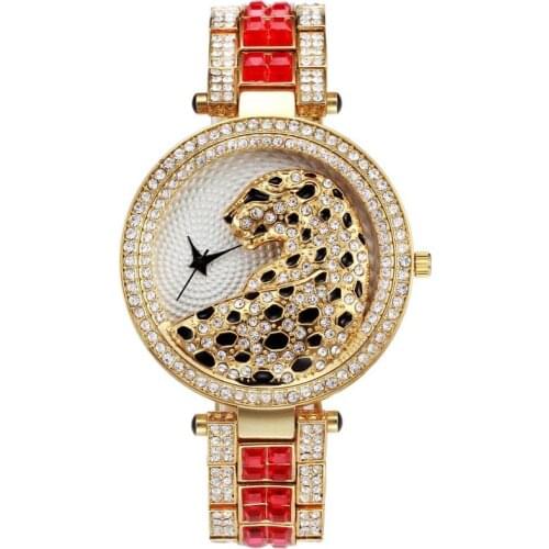 Luxury Leopard Watches Bling Iced Out 18K Gold Shining CZ Quartz Wristwatch Men Women Hip Hop Brand Man Watch Waterproof Watch