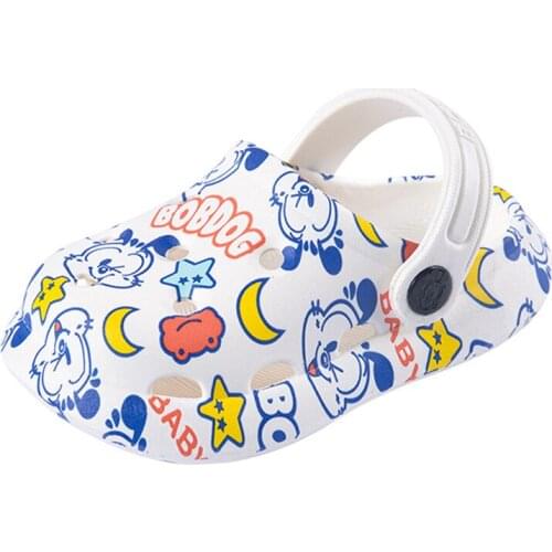 Childrens Sandals Summer New Boys Baby Hole Shoes Non-slip Cute Printing Slippers Kids Beach Shoes Soft Indoor Bathroom Sandals