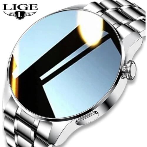 LIGE New Bluetooth Call Smart Watch Men Sport Fitness Watches Waterproof Smart Clock Steel Band Mens Smartwatch For Android iOS