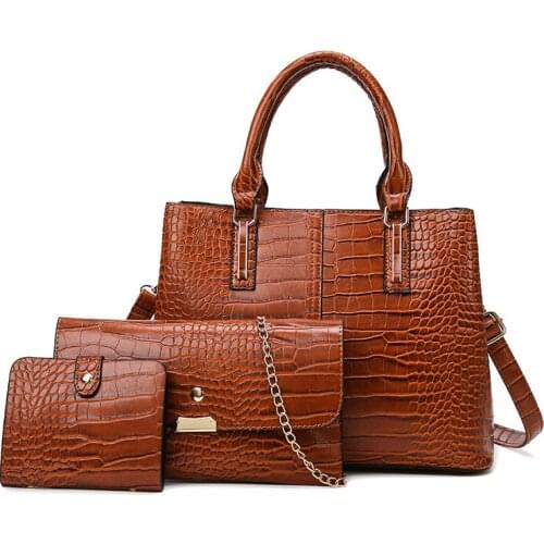 Women Pu Leather Handbags Large Capacity Tote Bags High Quality Ladies 3 Pieces Set Shoulder Bag Fashion Female Messenger Bags
