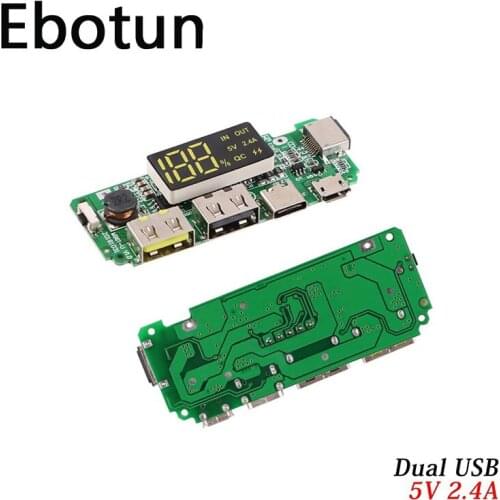 LED Dual USB 5V 2.4A Micro/Type-C USB Mobile Power Bank 18650 Charging Module Lithium Battery Charger Board Circuit Protection