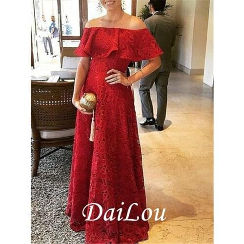 A-Line Off-The-Shoulder Lace Floor-Length Mother of the Bride Dress 2021