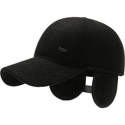 Thickened Thermal Earmuffs Hat Winter Warm Baseball Caps For Men Dad Cap Adjustable Size Mens Ear Protection Hat Snapback Cap