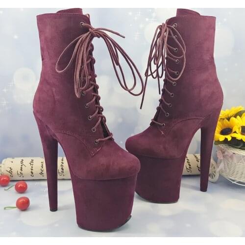Leecabe 20CM/8inches suede Pole dance shoes High Heel platform Boots closed toe Pole Dance boot