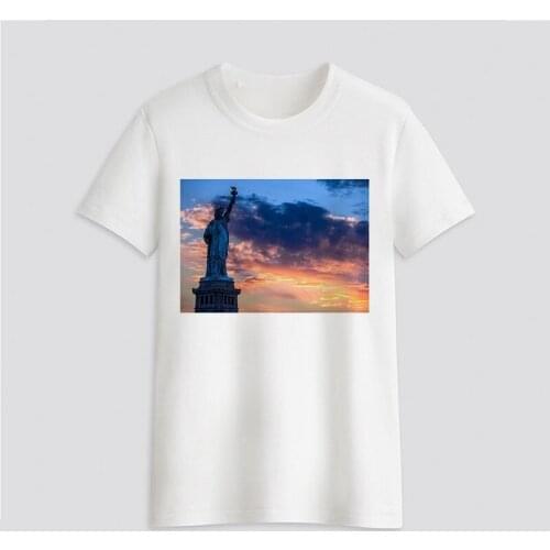 Women Funny Vintage TShirt Summer Statue of Liberty T-shirt Women White O-Neck T-Shirt Femme Streetwear