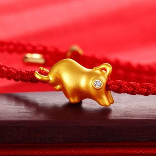 KOFSAC Latest Zodiac Cattle Gold Bracelets For Women Jewelry Fashion 925 Silver Red Rope Lady Bangle New Year Unisex Gifts