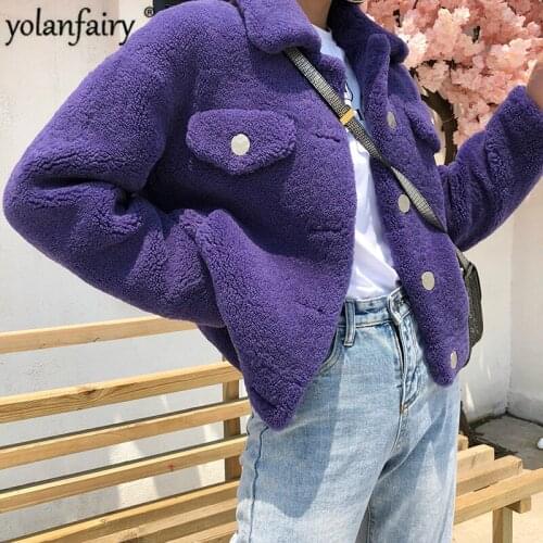 Real Fur Coat Women Sheep Shearing Winter Coat Women Korean Fashion 100% Wool Jacket for Women Clothes 2020 HYY-PIC618 YY900