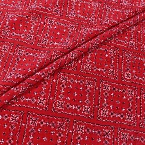 1 Meter Red Geometric Pattern Wide Printing Crepe De Chine Summer Silk Clothing Diy Top Fabric