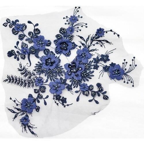 1pcs 3D Embroidery Flower Lace Applique Trim Lace Collar Fabric Sewing Wedding Dress Handmade Materials DIY Clothing Accessories