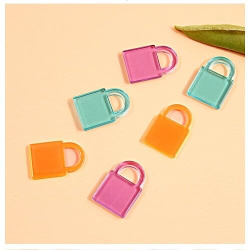 10 PCS 19x12mm Square Bag Pendant Charms Acrylic Earrings Accessories For DIY Jewelry Making