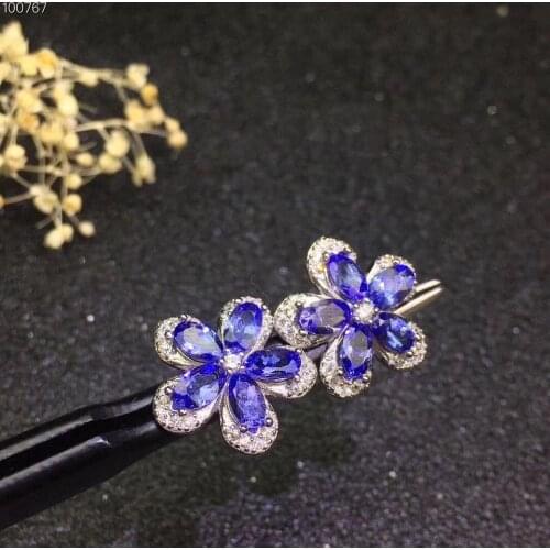 100% Real and Natural Tanzanite Earring 925 sterling silver Fine jewelry Natural and Real Tanzanite Earring