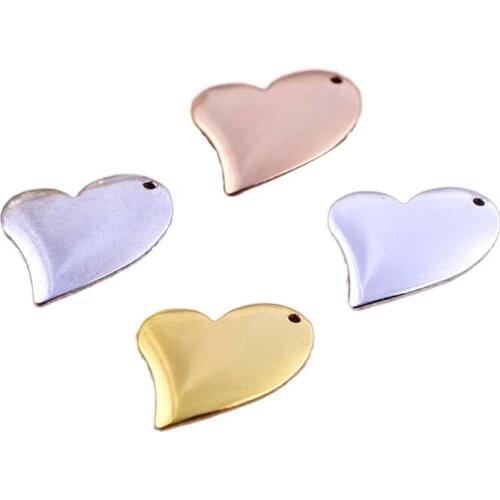 20pcs brass single hole arc solid heart electroplating multicolor glossy earring pendant diy jewelry accessories