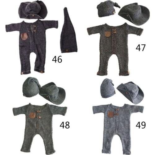 3 Pcs/set New Newborn Photography Props Suit Baby Boys Girls Clothes Hat Jumpsuits Long Sleeve Bodysuit Rompers