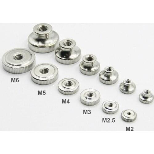 5pcs Knurled Thin Nut M2 M3 M4 M5 M6 Nickel Knurled Thin thumb Nut Flat Head Single Layer Hand tight nut