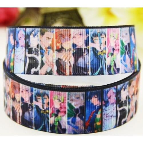 22mm 25mm 38mm 75mm Kimetsu no Yaiba Cartoon printed Grosgrain Ribbon party decoration 10 Yards X-03043