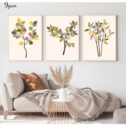 Abstract Leaves Fruits Branches Lemons Wall Art Poster Print Canvas Painting Contemporary Art Interior Living Room Decoration