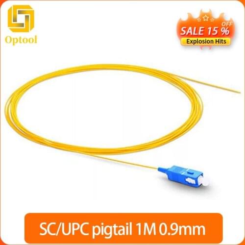 Free shipping 100PCS SC/ UPC Single mode fiber optic Pigtail 1M 9/125 Single Mode Optical fiber pigtail 0.9mm PVC Jacket