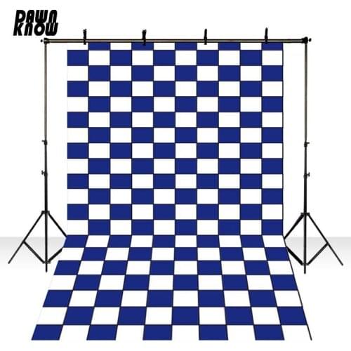 DAWNKNOW Blue White Grid Vinyl Photography Background Pattern Photocall Backdrops Wedding Children Photo Studio GY009