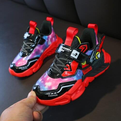 Kids Sneakers Lightweight Breathable Childrens Casual Shoes Cushioning Soft Sole Kids Shoes Leather Mesh Boys Girls Footwear