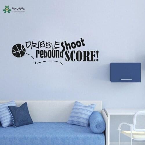 Hot Basketball Dribble Shoot Wall Decal Removable Quote Boys Kids Room Vinyl Wall Sport Wallpaper Sticker Interior DecorDIYZW182