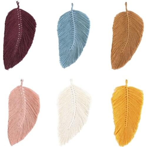 Hot XD-Handmade Tassels Macrame Leaves Tapestry Nordic Style Tapestry Wall Hanging Kids Room Nursery Home Boho Decor,6 Pcs
