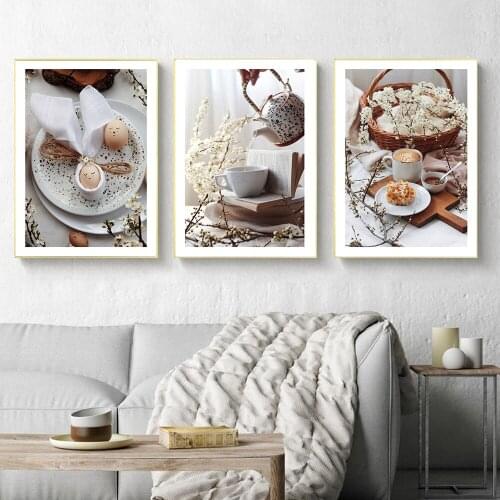 Tea Bread Egg Food Canvas Painting Modern Home Decoration Wall Art Picture For Kitchen Decor Nordic Posters And Prints Decation