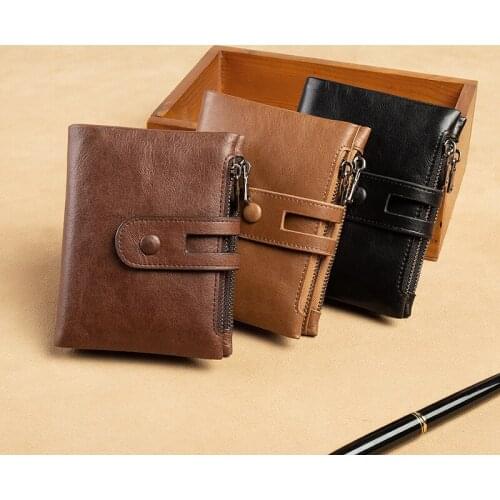 Hot sale retro leather mens wallet with RFID anti-theft brush, first layer cowhide, retro casual wallet