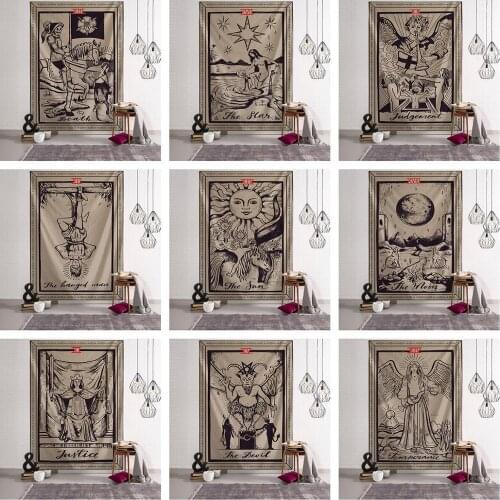 Myth Illustration Style Tarot Tapestry Creative Dark Witchcraft Room Headboard Arras Carpet Astrology Blanket Home Decoration
