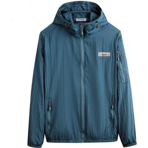 Summer Quick Dry Jacket Men Fashion Hooded Coat Thin Windbreaker Sunscreen Outdoor Sportwears Hiking Cycling Camping Jacket 5XL