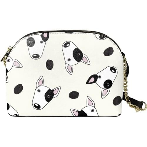 Mini Shoulder Bags Animal Print Women Shell Messenger Bag PU Leather Zipper Phone Purse Bull Terrier Crossbody Bag Bolsas Ladies