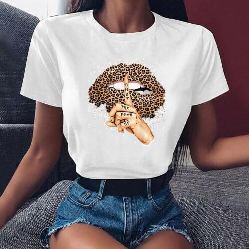 Fashion Summer T Shirt Pullover Womens Lip Print Short Sleeve Loose Tops Funny Graphic T Shirts Plus Size Casual T-shirt #LR2