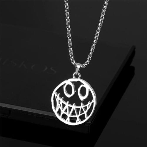 Fashion Hip Hop Rock Men Necklace Stainless Steel Smiley Face Pendant Chain Luxury Couple Exquisite Jewelry Gift