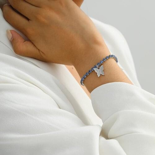 Trendy Girl Cubic Zirconia Crystal Butterfly Bracelet Luxury CZ Stone Gold Alloy Adjustable Bracelet For Women Party Jewelry