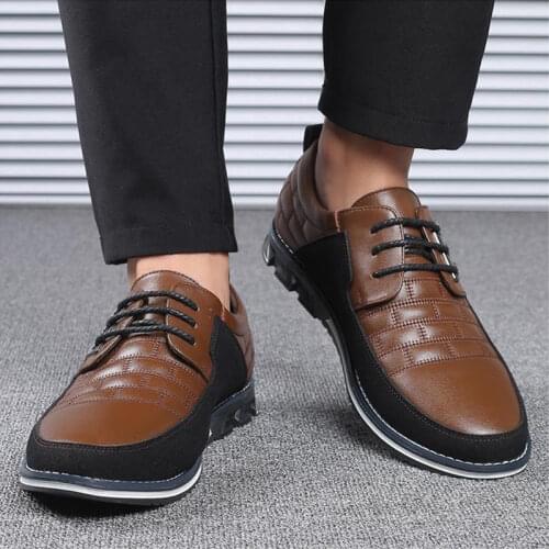 Size 48 Brown Casual Shoes for Men Original Leather Spring/Autumn Lace-up Mens Shoes Fashion Hot Sale Outdoor Sneakers Hombre