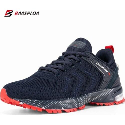 Baasploa Men Non-slip Shock Absorption Sneakers Breathable Outdoor Knit Training Sport Shoes Comfortable Casual Running Shoes
